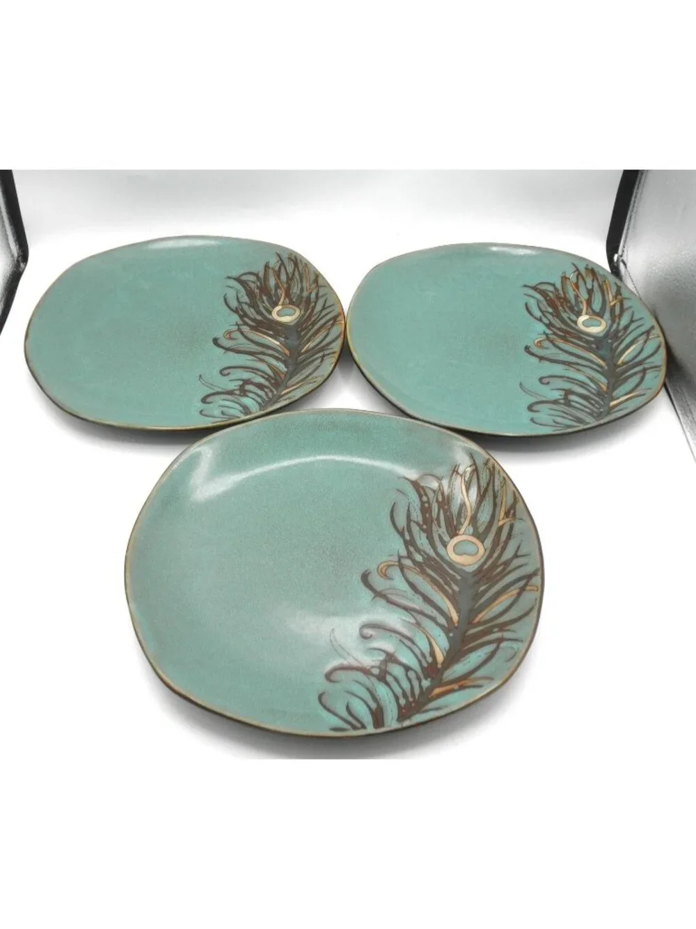 Peacock by Pier 1 ~ 10-1/2 inch Dinner Plates Set of 3 Pattern Code: PERPEA
